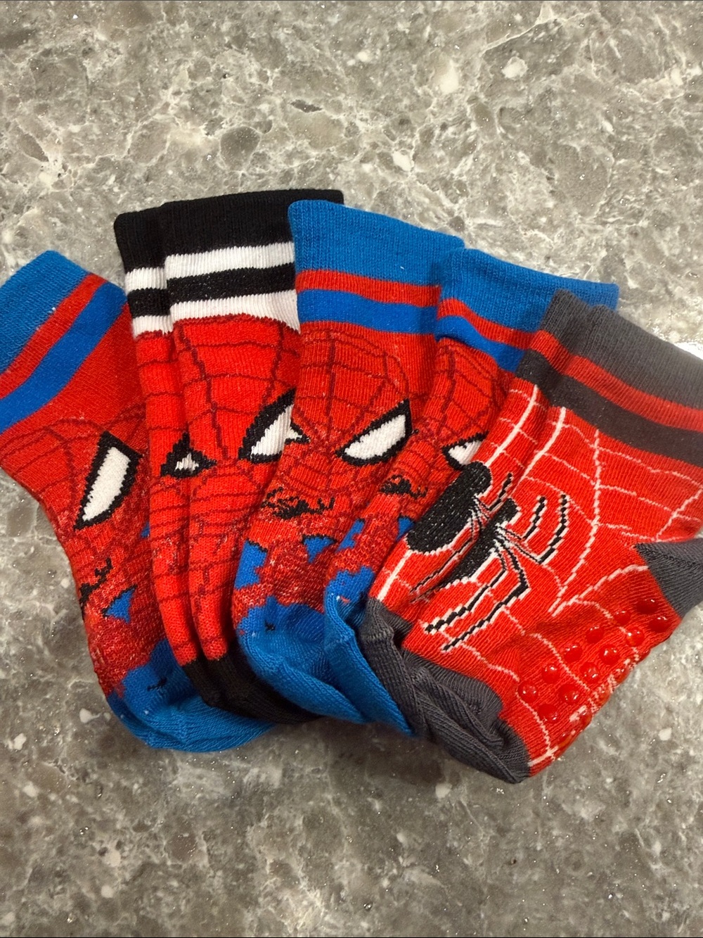 4 pairs Spider-Man Kids Non-Slip Crew Socks - 2t-3t
